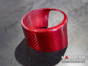 Alfa Romeo Stelvio Front V Shield Grill Frame + Emblem Frame Kit - Carbon Fiber - QV Model - Red Candy